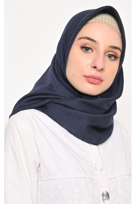 Hijab Segi 4 Voal Zaffron Dandelion Navy (Hijab Only)